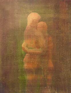 Abstract picture of man and woman embracing.