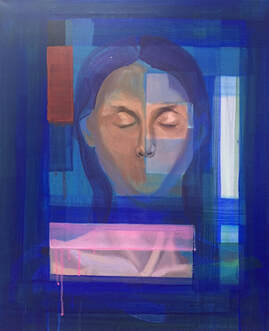 Abstract picture of woman's face with eyes closed.